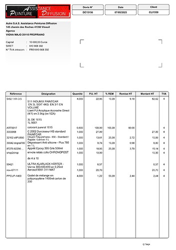 Facture peinture 2025
